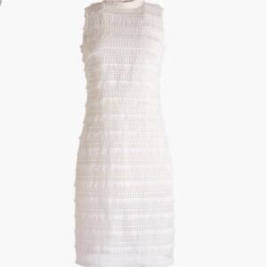 J Crew White Sheath Fringe Dress 12T